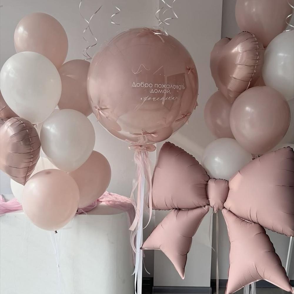Rosa Schleife Liebe Ballon Set Transparenter BOBO Ballon Rosa Band Schleife für Geburtstag Hochzeit Babyparty Muttertag Ballon Dekoration