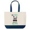 Sac Cabas - PLANETEE - Réjane Pas Touche Panda - Bleu - Coton 40x45 Cm - Fabriqué En France
