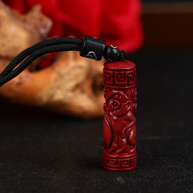 Luxury Red Cinnabar Chinese Zodiac Pendant Heart Sutra Necklace Real Natural Jewelry Women Accessories Energy Gifts