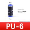 Quick-Connect Pneumatic Air Tube Coupler PU Sizes 4-12, Straight Through, PBT Plastic