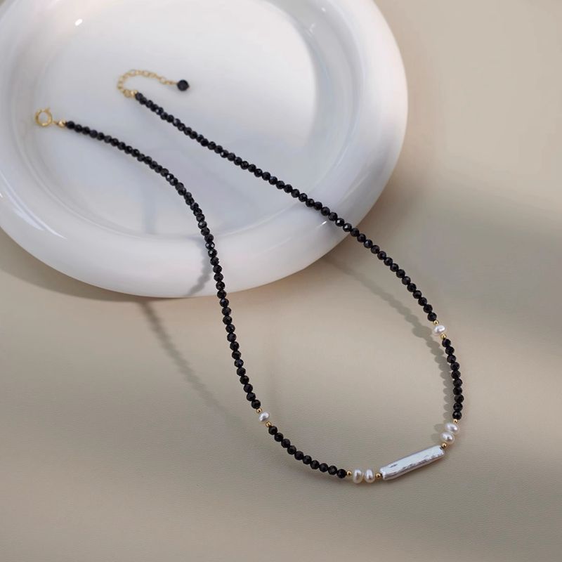 New Arrival Elegant Natural Baroque Freshwater Pearl & Black Crystal 14K Gold Filled Female Set For Necklace Bracelet
