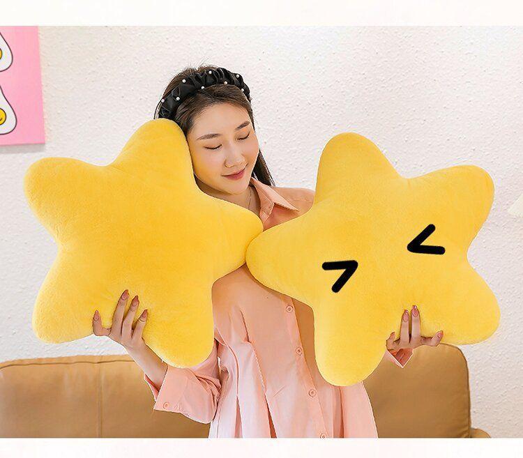 Multi-coloured star pillow super soft cute plush toy sleeping pillow for kids