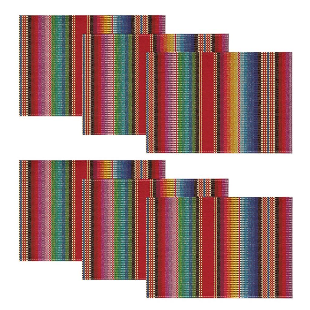 Strisce Colorate Dia De Los Muertos Festa Messico Tovagliette Set da 4, 12x18 Pollici Tovagliette Primaverili per Festa Cucina Sala da Pranzo Decorazione