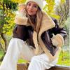 Herfst Winter Dames Bont Korte Jas Vintage Moto Biker Rits Dikke Warme Jas Fleece Buitenjas