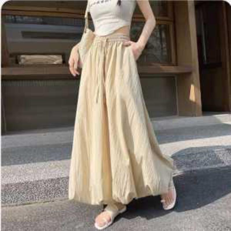 Damhög midja Maxikjol Dragsko Flödande A-linjeformad Vardaglig Sommar Långkjol