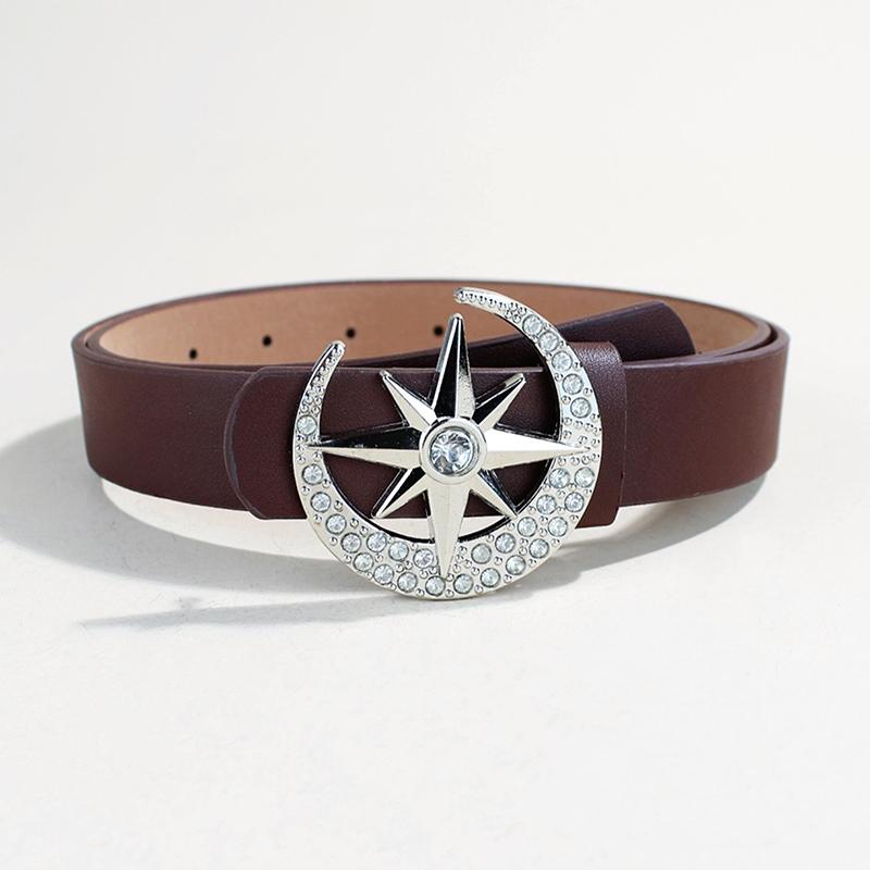 Women'S Star Buckle Belt Y2K  Moon Luxury Bling Sequin Punk Metal Buckle Belt  Waistband Jeans Pants Party Belt