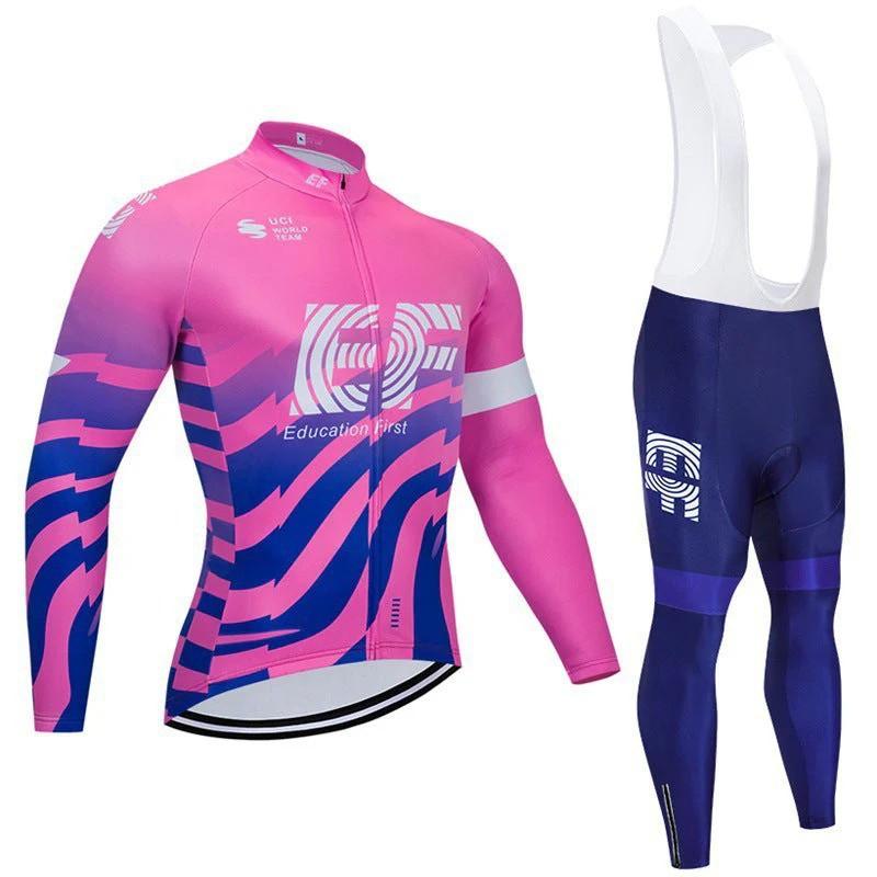 Unisex Long Sleeve Fleece-Lined Cycling Jersey Mountain Road Bikes Wear