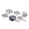 Stainless Steel Cookware Set Multifunctional Wooden Grain Kitchen Cookware Pots Pans Set with Kettle