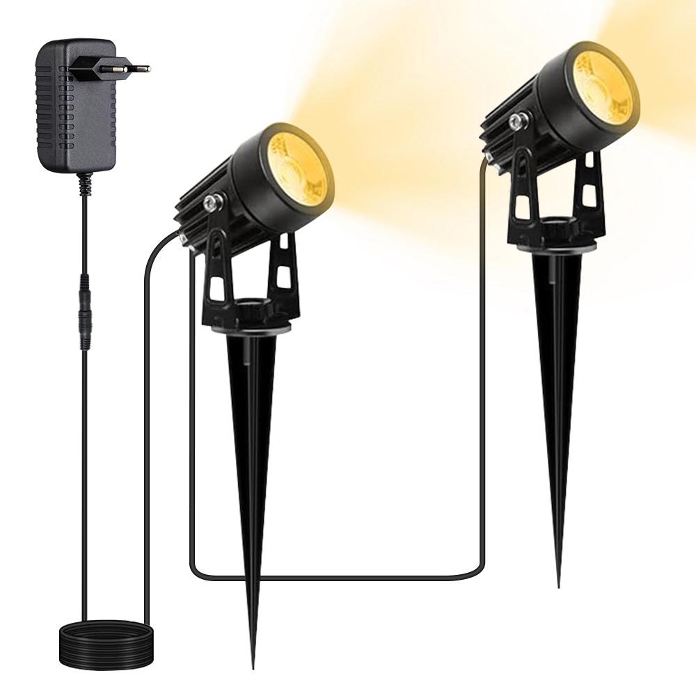 LED Landscape Lights 12W Low Voltage Waterproof Garden Pathway Light Wall Tree Flag Spotlights Spike Lawn Lamp with Transformer