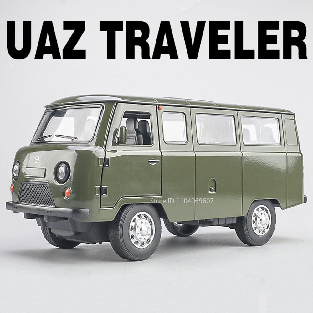 Linyi Toy Car Boys Light 1:18 Russia Uaz Traveler Van Model Toy Cars Alloy Diecast Uaz Hunter Off-Road Vehicles Sound Doors Opened For Gifts