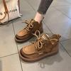 Women's Ankle Boots Lace Up Autumn New Handmade Retro Round Toe Short Boots Casual Soft Sole Anti Slip Comfort Women Boots