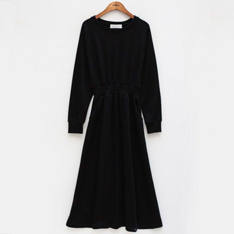 Autumn & Winter Plus Velvet Hoodie Dress: Ankle-Length, Waist-Cinched, Plus Size, Slimming Fit for Super Fairy Students