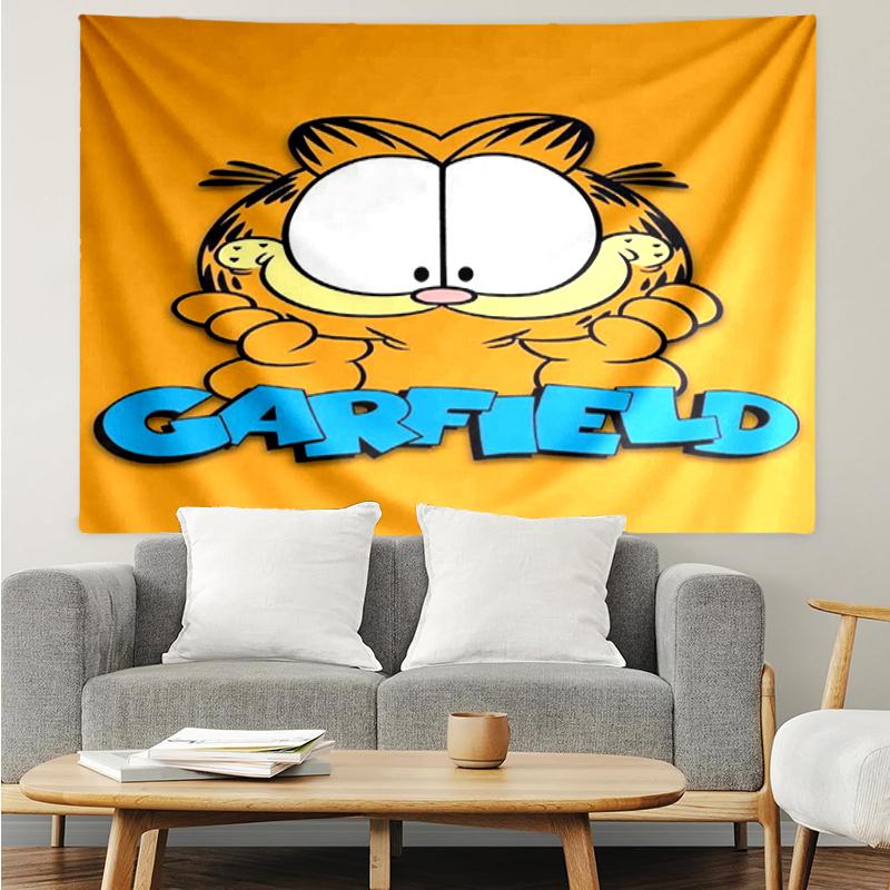 Garfield Print Tapestry, Backdrop, Easy Setup, Ideal for Bedroom, Office & Living Room, with Aesthetic Wall Hanging Decor.