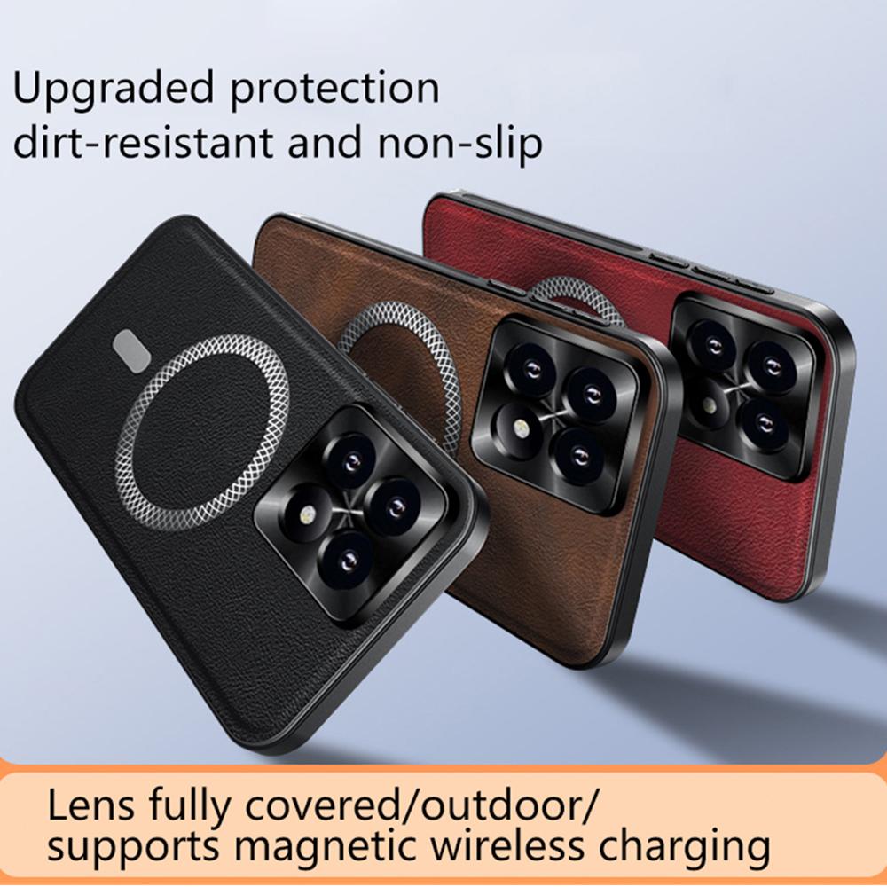 For Xiaomi 14T Pro Case Compatible with MagSafe PU TPU PC Phone Back Cover with Metal Lens Frame