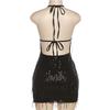 Spring and Summer New Women's Fashion Halter Neck Sexy Backless Sequined Tassel Dress for Women