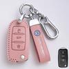 Valve Stems Caps For VOLKSWAGEN VW Leather Car Remote Key Case Cover Protection Holder Shell Fob For VW Volkswagen Golf 7 MK7 Ti RC6
