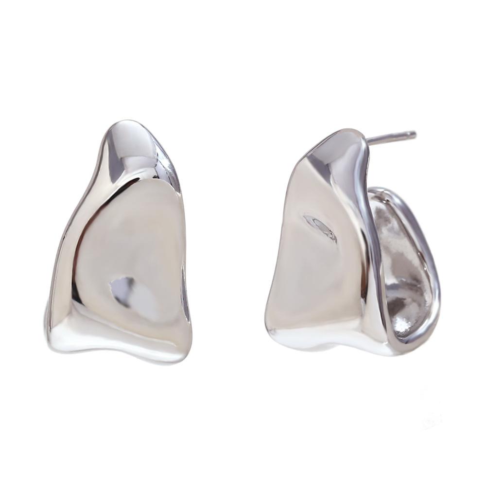 E.B.belle Abstract Geometric Trapezoid Shape Creole Stainless Steel Earrings For Woman Unusual Earrings Women s Ear Creoles серебряный