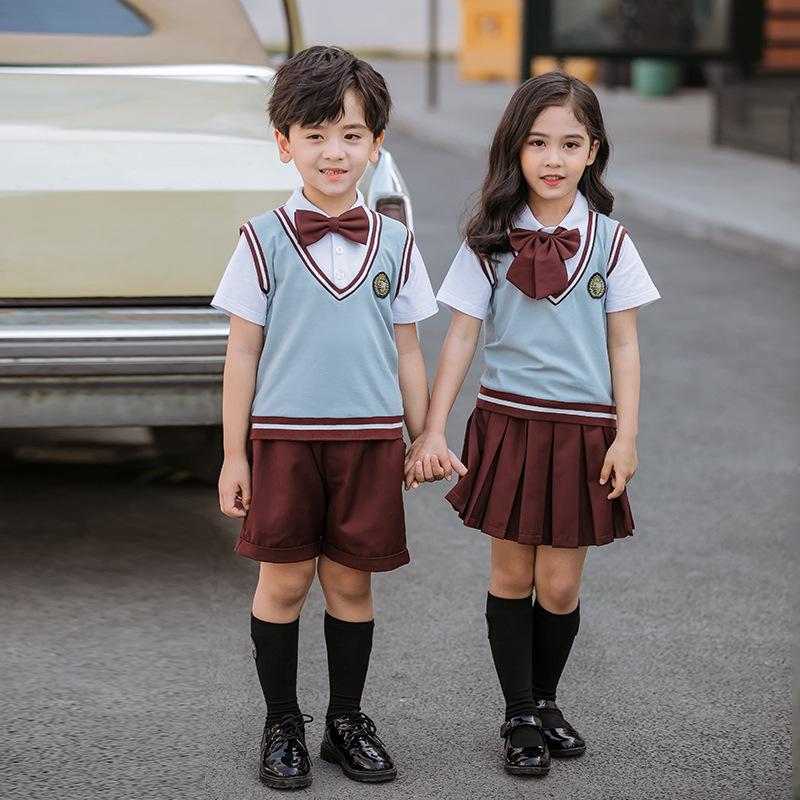 Summer 2020 British Style Primary School Uniform Set for Boys and Girls