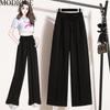 MODIQUE Summer Plus Size Long Elastic Pants Women Loose Straight Casual Female Basic Solid Trousers Wide Leg Pants High Waisted Office Lady