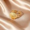 Vintage Fashion Stainless Steel Shell Rings for Women Gold Plated Ocean Scallop Open Rings Summer Beach Aesthetic Jewelry