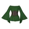 Top da donna con corsetto medievale pirata spalle scoperte maniche svasate irregolari camicetta orlo a petalo festival performance costume cosplay