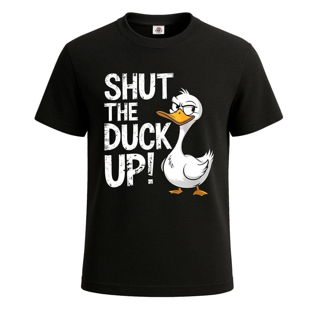 Shut The Duck Up Duck Lover Pun T-Shirt Men's Novelty Funny Party Tee Top