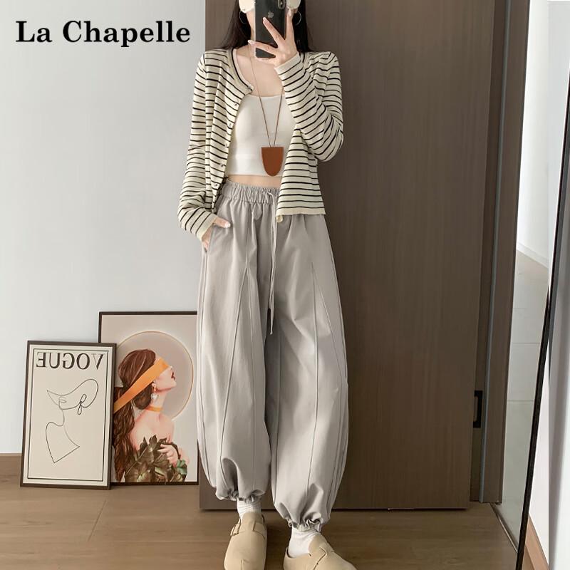 La Chapelle Women's High-Waist Wide-Leg Paperbag Cropped Pants