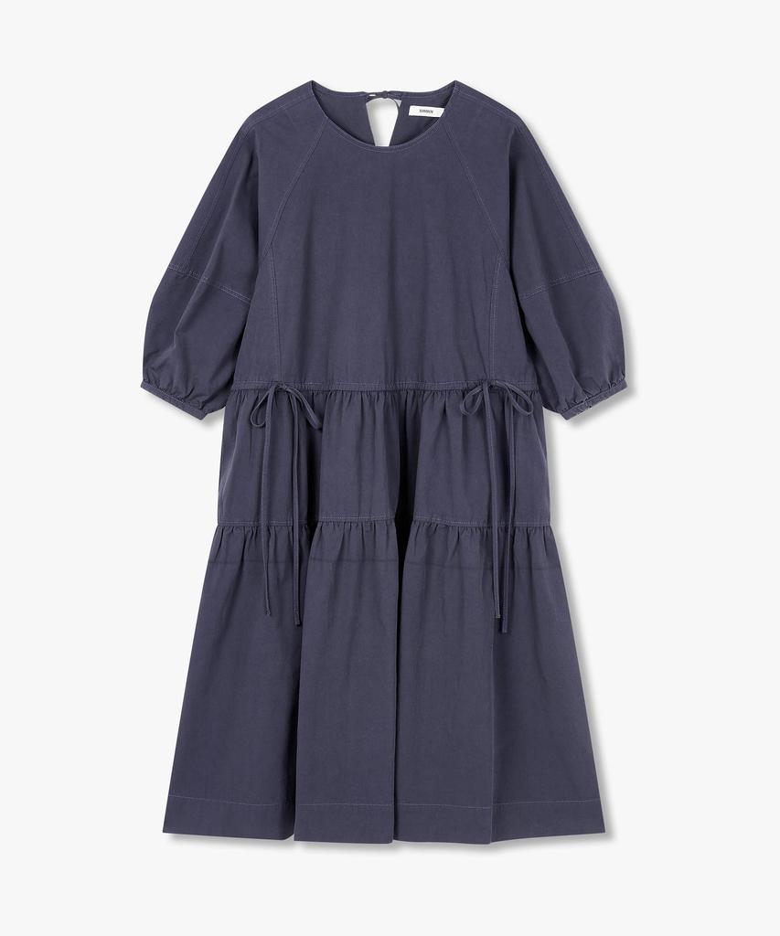 STUDIO TOMBOY 3/4 Sleeve Waist String Dress_Charcoal 9106241201