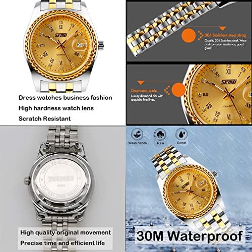 Popular Couple's Watches, Matching Sets for Men and Women, Classic Gold and Silver Designs with Stainless Steel Bands, Waterproof, and Luxurious Desig