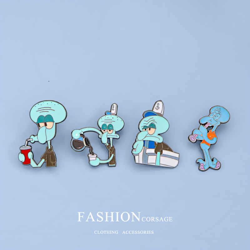 SpongeBob Brooch Collection: Squidward, Patrick, Mr. Krabs - Cartoon Keychain Accessories