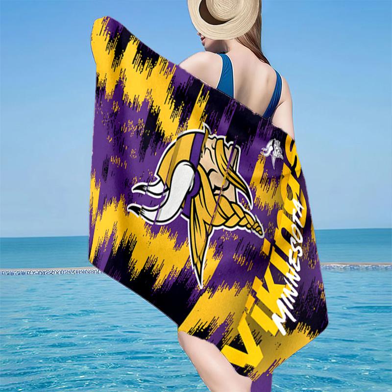 Asciugamano da Spiaggia in Microfibra Vikings Team Spirit, Leggero e Asciugatura Rapida, per Viaggi Estivi, Essenziale per la Spiaggia, Piscina