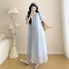 Summer 2026 Korean-Style Maternity Dress – Gentle Puff Sleeves, Flattering Fit