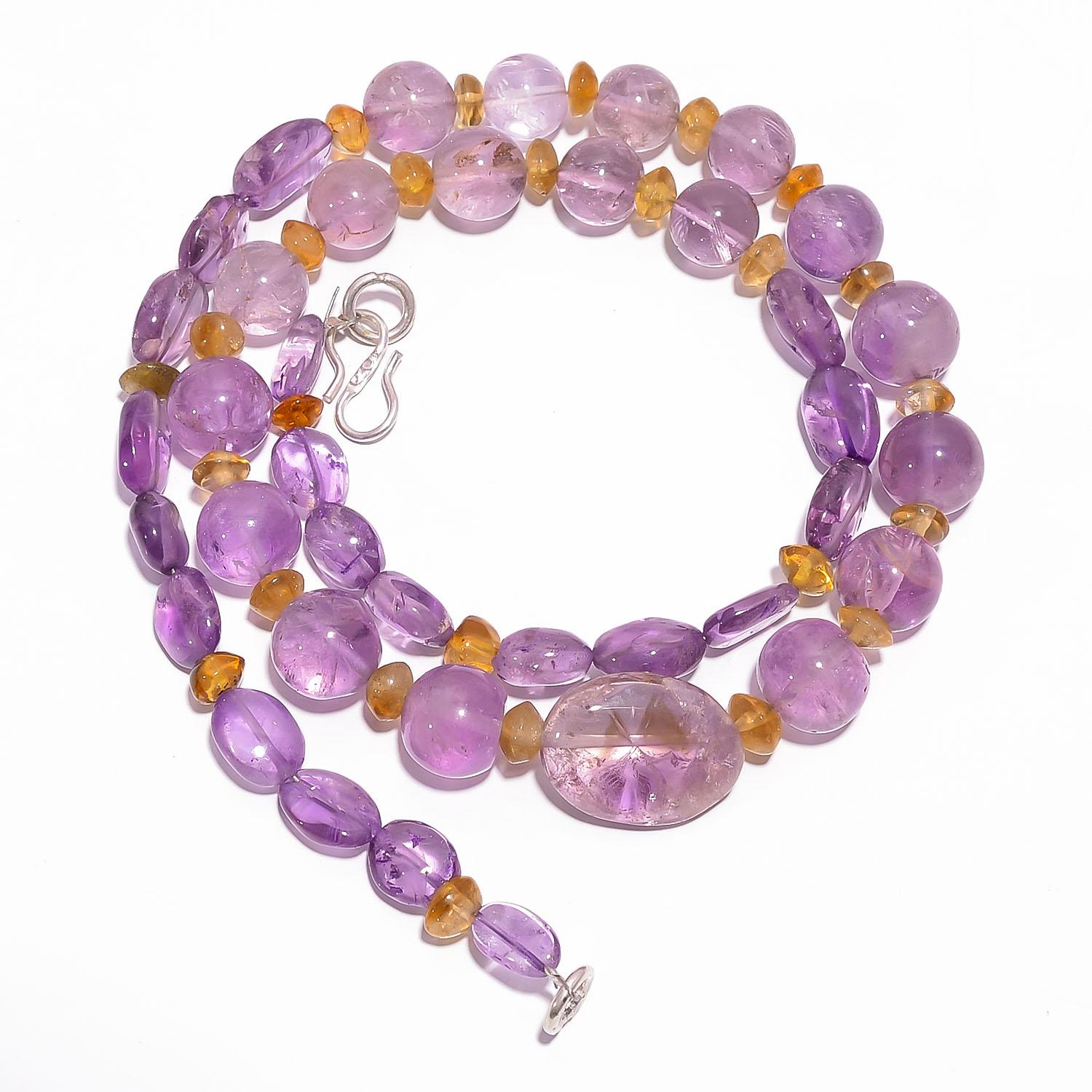 

Натуральный аметист цитрин драгоценный камень гладкие бусины ожерелье 5-17 мм 18 UB-7876 UB-7876