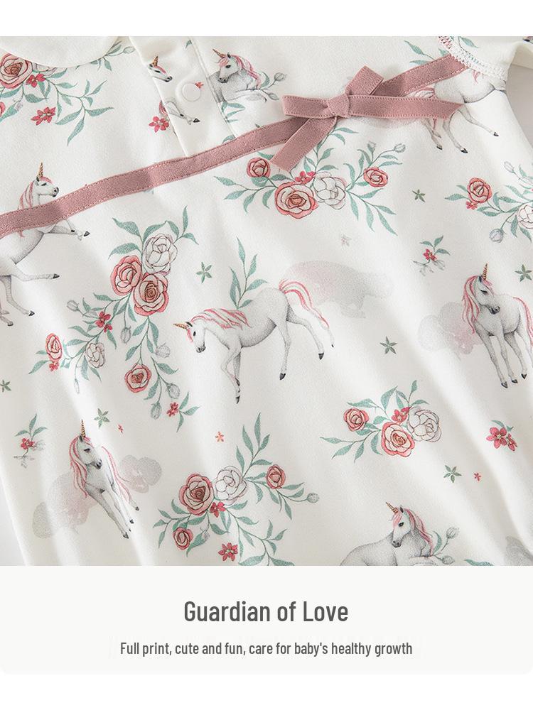 Pure Cotton Newborn Baby Girl Onesie - Spring & Autumn Triangle Bodysuit
