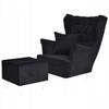 Gaja Wing Chair with Footrest Scandinavian Family Meble Black Soft