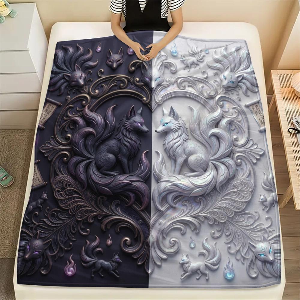 

1Pc B&W Animals Print Flannel Blanket, High quality Comfortable for All Seasons, Home Decor, Warmth and Comfort, Perfect for Christmas Gifts W32 80cm x 120cm