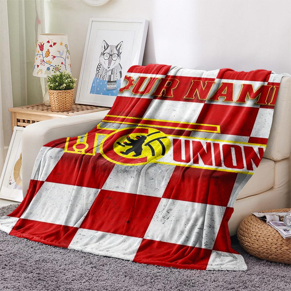 1PC Custom Name 1. FC Union Berlin Patterned Flannel Blanket Suitable For All Seasons for Home Decor Warmth and Comfort Gifts Holiday Present_xia