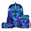 Popular Minecraft 3-Piece Set: Backpack, Messenger Bag, and Cartoon Pencil Case - Lightweight, Splash-Proof, Large Capacity