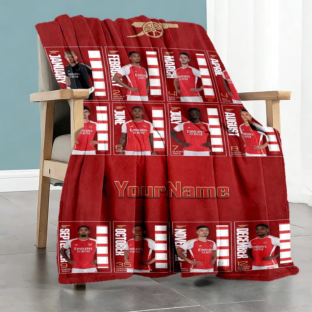 Arsenal Customize Your Name Blanket Multi-purpose Customizable Blanket Comfortable Versatile for Bed Sofa Living Room Livingroom All-Season Use