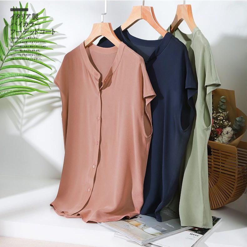 Short Sleeved Shirt Women's Summer Round Neck Shirt Top Women's Solid Color Casual T-shirt