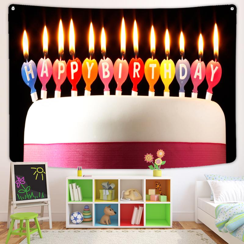 Happy Birthday Celebrate Tapestry Wall Hanging Wall Blanket Tapestry Art Home Decorations for Living Room Bedroom Dorm Decor