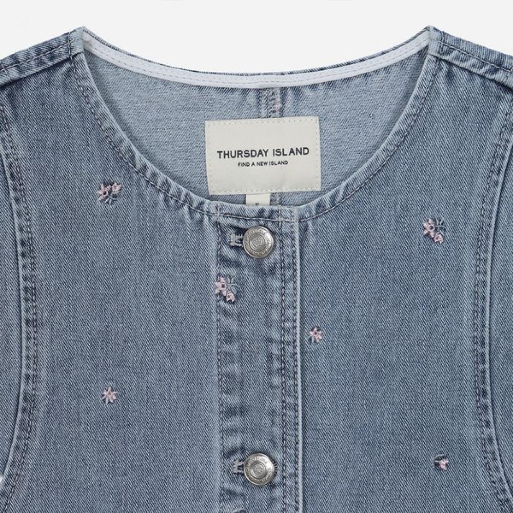 ThurSday ISland Women S Flower Embroidery Denim veSt T264mvt271w