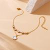 18K Gold Plated Pearl Clover Layered Anklet, Dainty Shell Flower Foot Chain for Women, Elegant Beach Jewelry