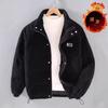Men's Solid Color Retro Corduroy Down Jacket - Stand-up Collar Warm Cotton-padded Outerwear