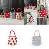 Cute Color Blocking Strawberry Pattern Women Knit Handbag For Daily Use