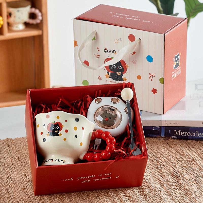 Hochwertige Cartoon-Keramiktasse Geschenk: Niedliches Mädchen-Design, Weihnachtssouvenir, Wasserbecher in Geschenkbox