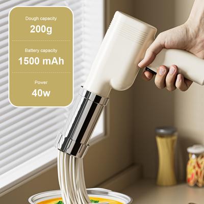 Electric Noodle Maker Cordless Handheld Noodle Press Gun 5 Molds USB Charging Utility Kitchen Gadget Noodle Maker Machine