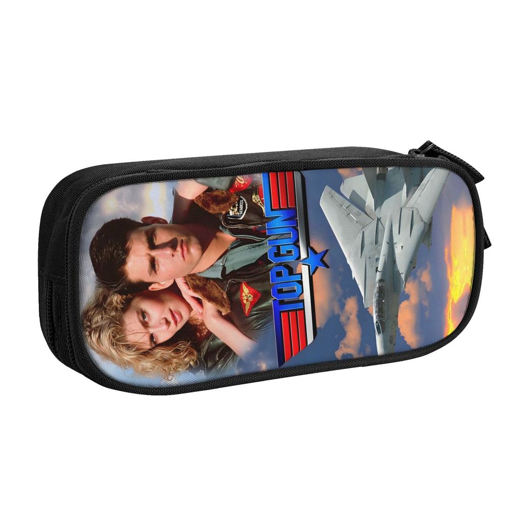 Kawaii Maverick Film Top Gun Pencil Cases for Girls Boys Large Storage Air Force Fighter Jets Pencil Bag Stationery