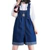 2026 Summer Washed Denim Casual Slimming Plus Size Five-Point Overalls Dress