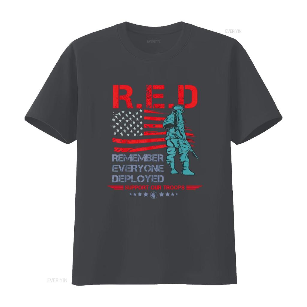 Red Friday Military T Shirt Remember Everyone Deployed Vintage Washed Comfortable Casual Top For Everyday Wear Stylish